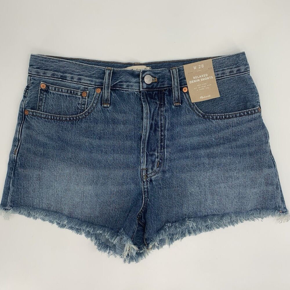 Madewell Denim Shorts Womens Size 28 Relaxed Mid Length Medium Wash Button Jean